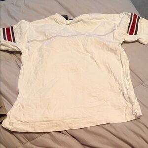 Kids White and Red Striped Sleeve Shirt